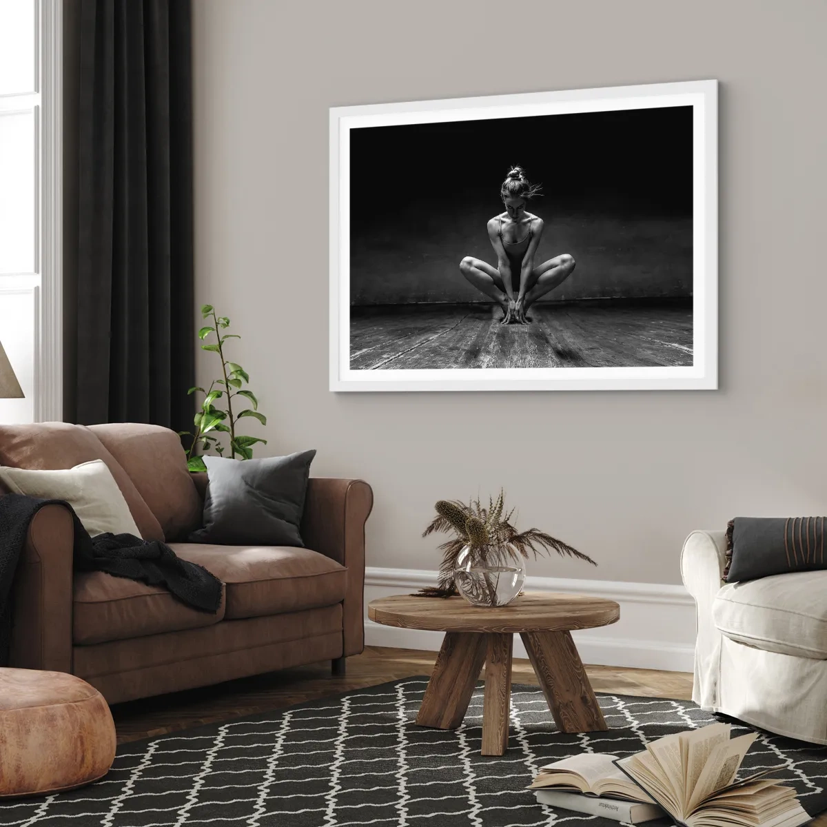 Plakat i hvid ramme - Fokuseret danseenergi - 70x50 cm