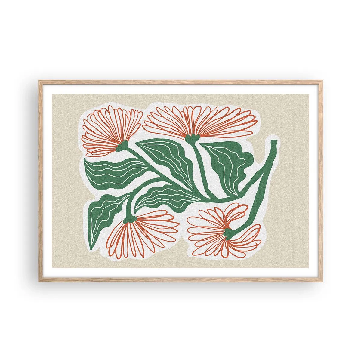 Plakat i ramme af lyst egetræ - Folkeligt og moderne - 100x70 cm