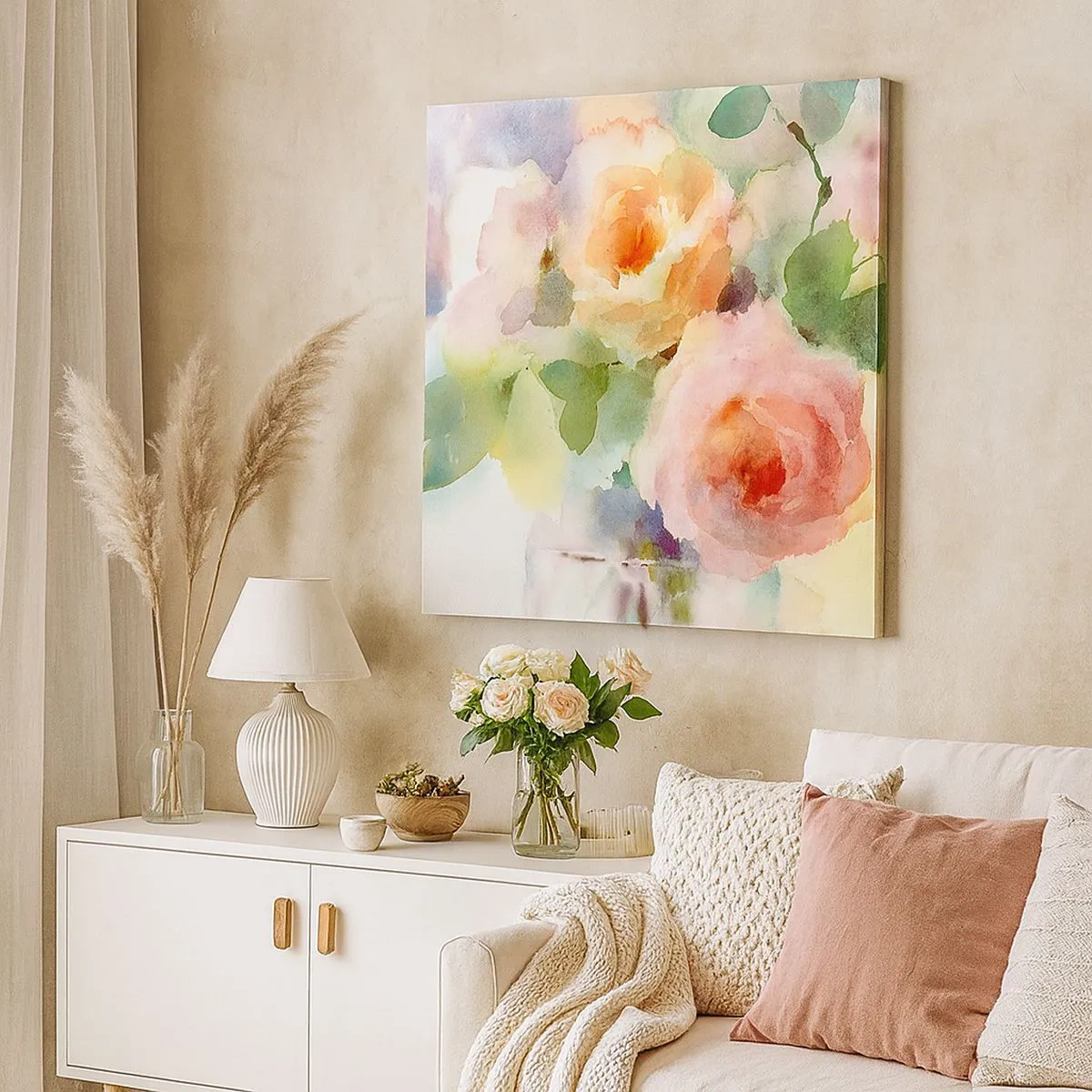 Lærredstryk - Billede på lærred - Delikat som akvarelfarve - 30x30 cm