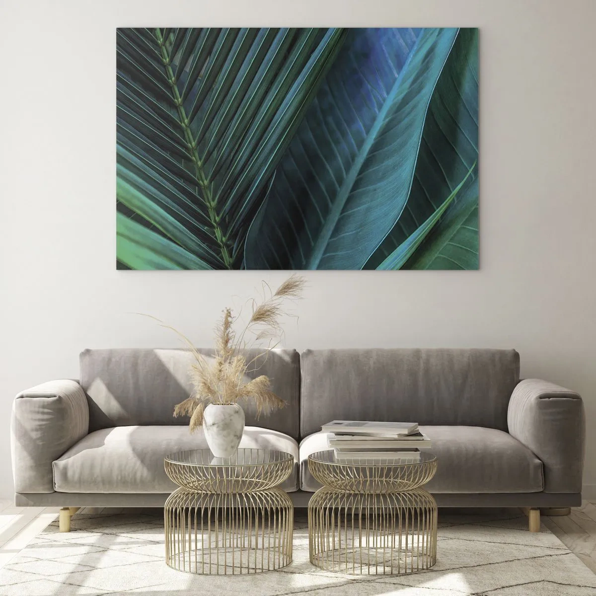 Billede på glas - Mørkegrønne tropiske bladdetaljer - 70x50cm - Anatomi af en grøn - Moderne vægdekoration til stue og soveværelse ARTTOR