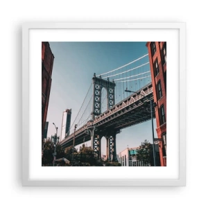 Plakat i hvid ramme - Over byens bølger - 40x40 cm