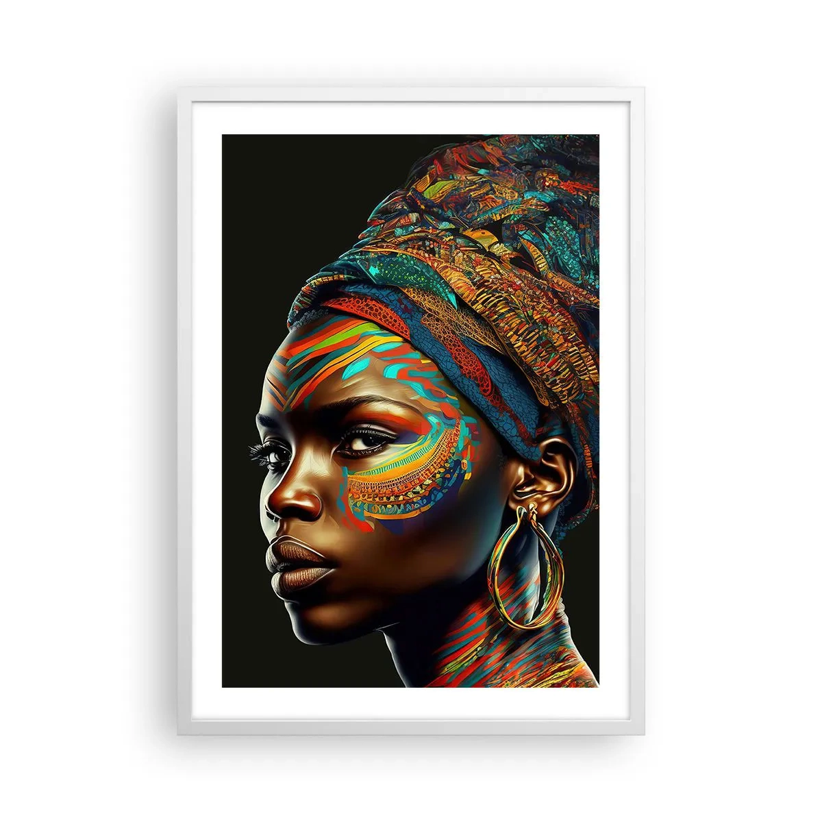 Plakat i hvid ramme - Afrikansk dronning - 50x70 cm