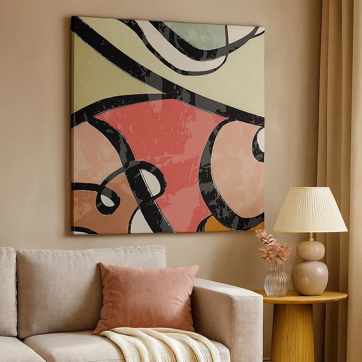 Lærredstryk - Billede på lærred - Pirouetter blandt farver - 30x30 cm