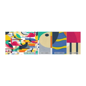 Prøve Fototapet Premium Sand - Fuglefest - Abstraktion, Pelikan, Stykke - 100x30 cm