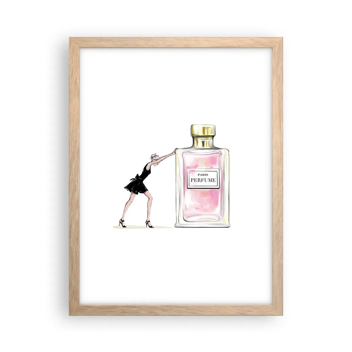 Plakat i ramme af lyst egetræ - Essensen af kvindelighed - 30x40 cm