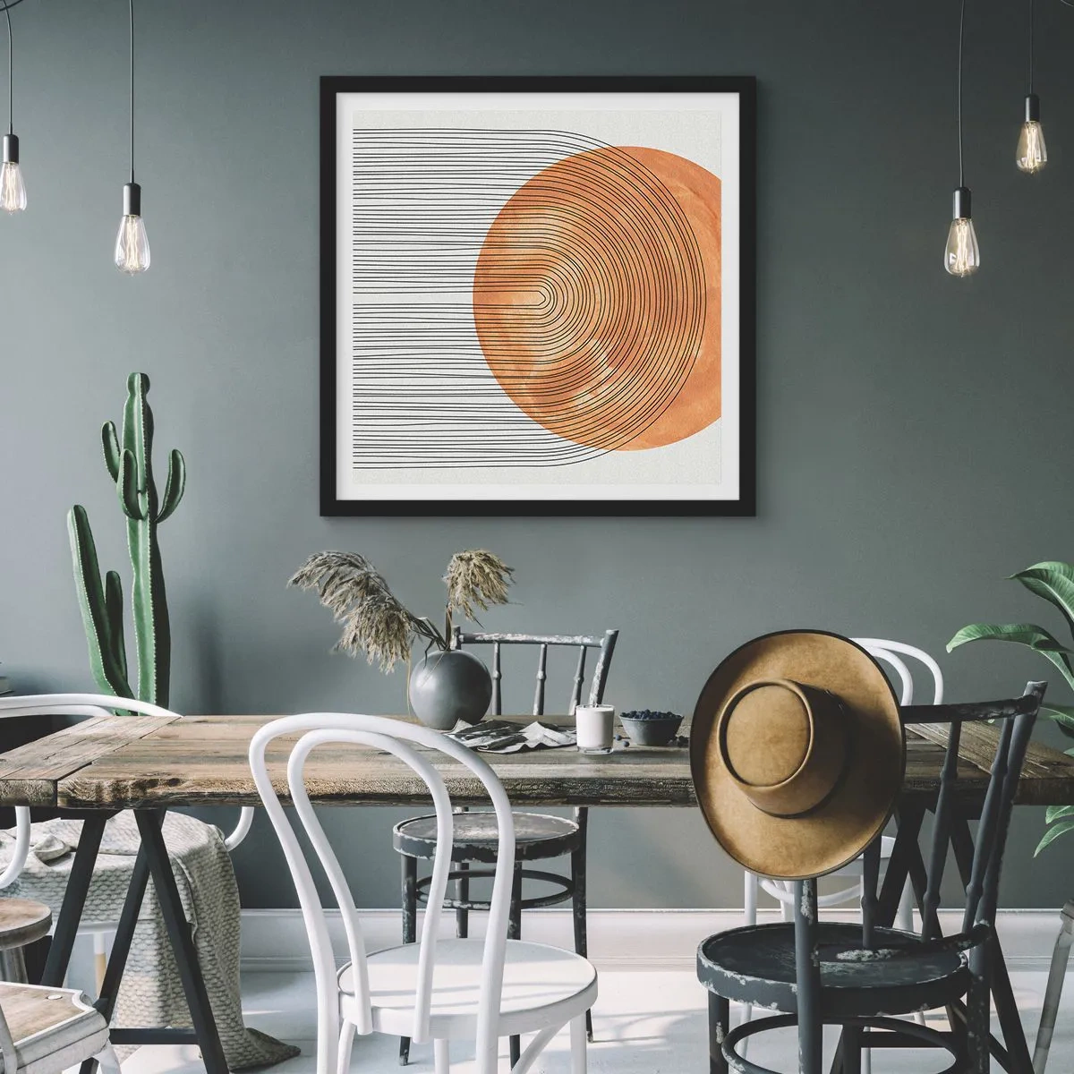 Plakat i sort ramme - En solrig komposition - 50x50 cm