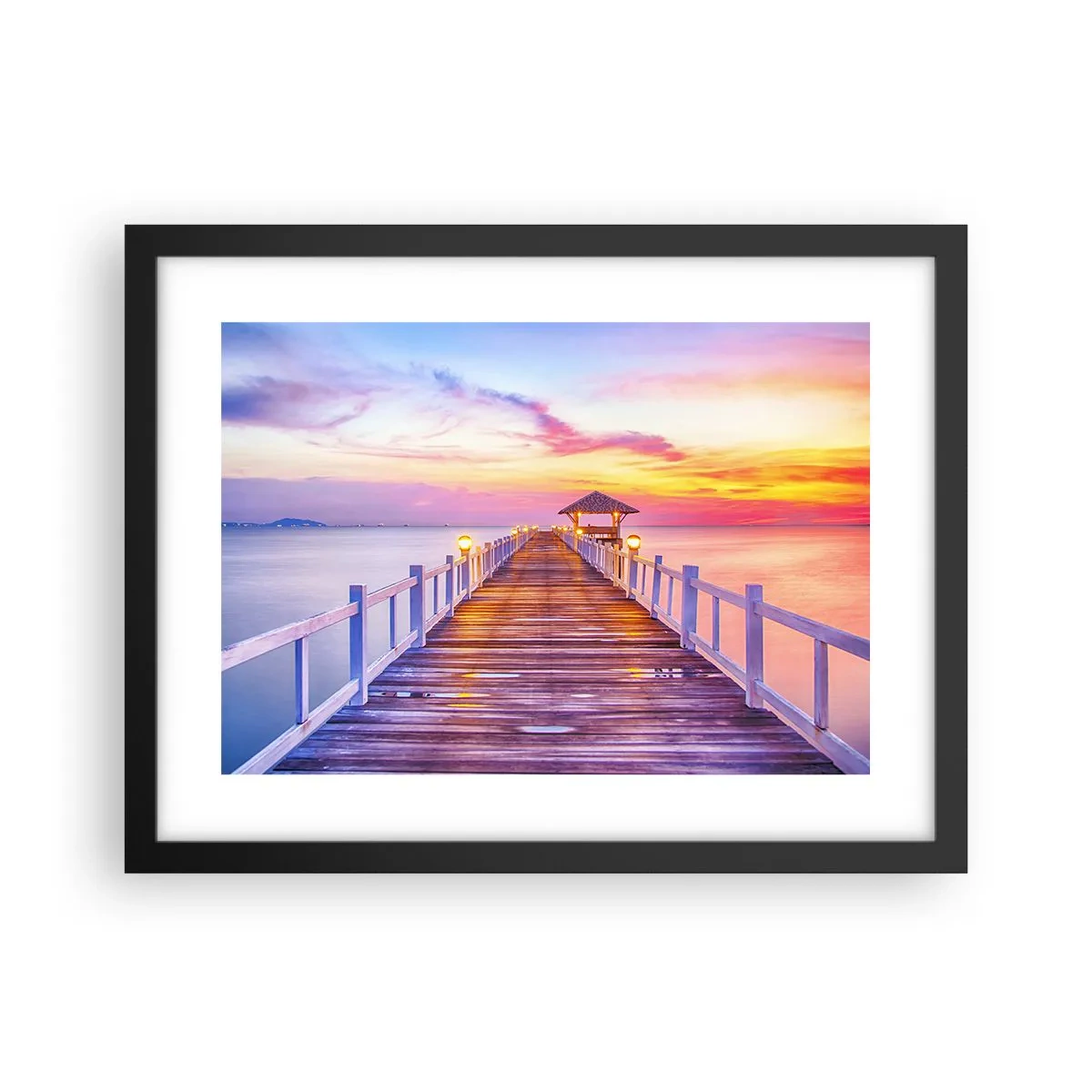 Plakat i sort ramme - Lilagylden stilhed om aftenen - 40x30 cm