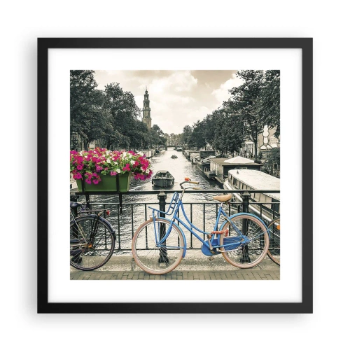 Plakat i sort ramme - Farverne i Amsterdams gader - 40x40 cm
