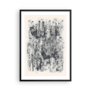 Plakat i sort ramme - Retro skovgrafikmotiv - 50x70cm - Tågeagtig sammensætning - Moderne vægdekoration til stue og soveværelse ARTTOR