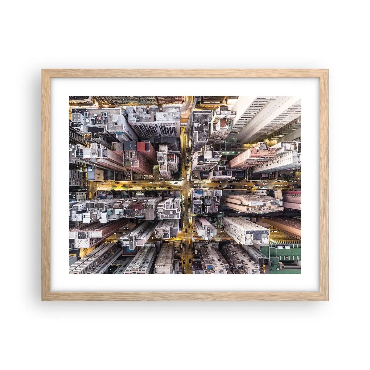 Plakat i ramme af lyst egetræ - Hilsner fra Hong Kong - 50x40 cm
