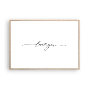 Plakat i ramme af lyst egetræ - Sort og hvid - 100x70 cm