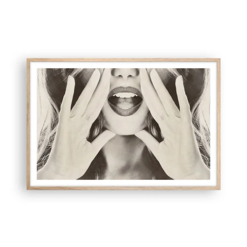 Plakat i ramme af lyst egetræ - Jeg er på vej! - 91x61 cm