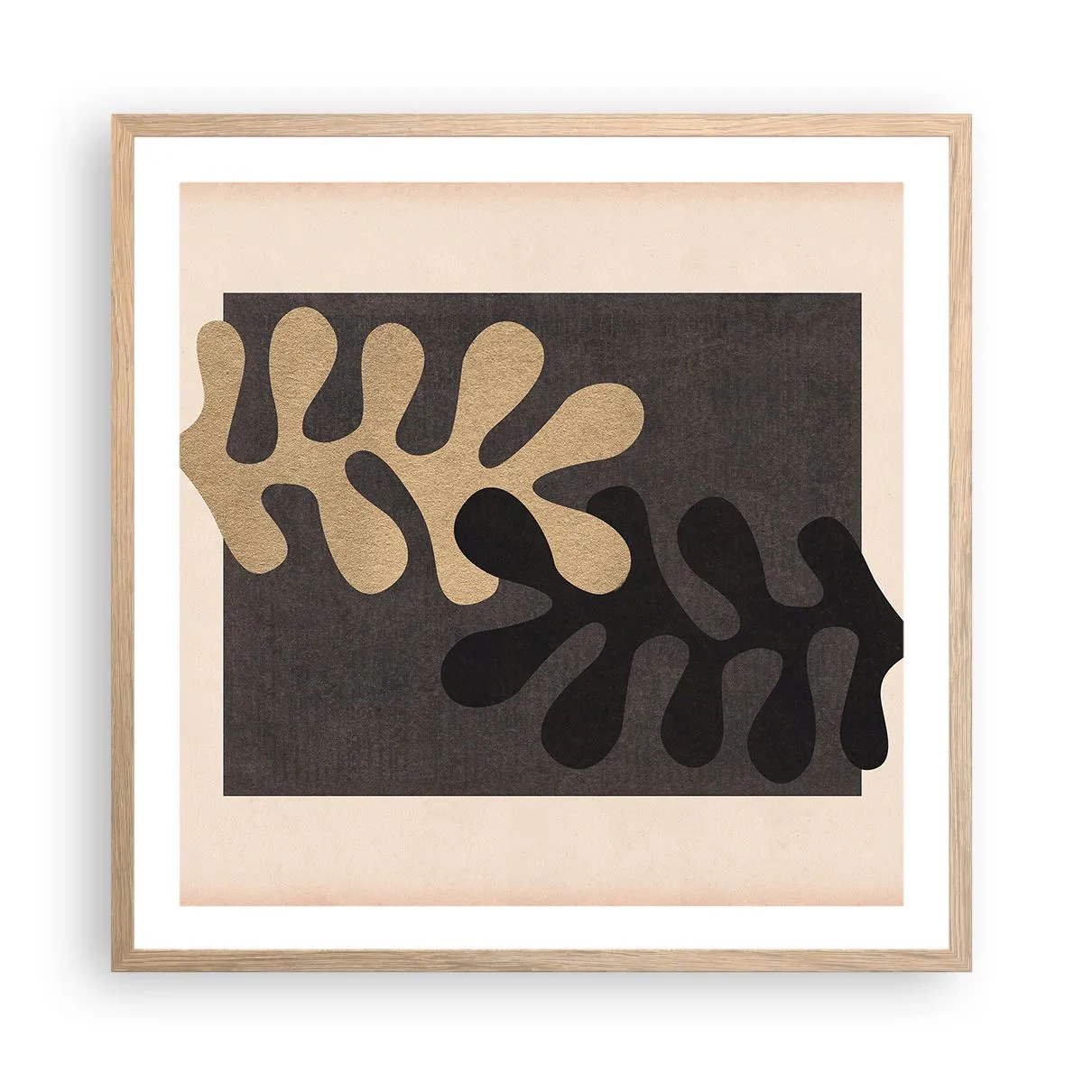 Plakat i ramme af lyst egetræ - Fravær og supplement - 60x60 cm