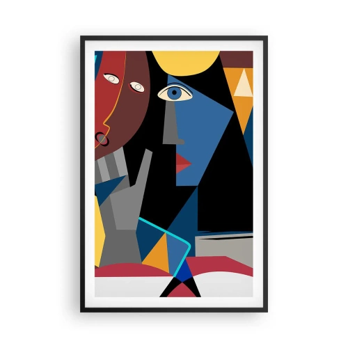 Plakat i sort ramme - Kubistisk samtale - 61x91 cm