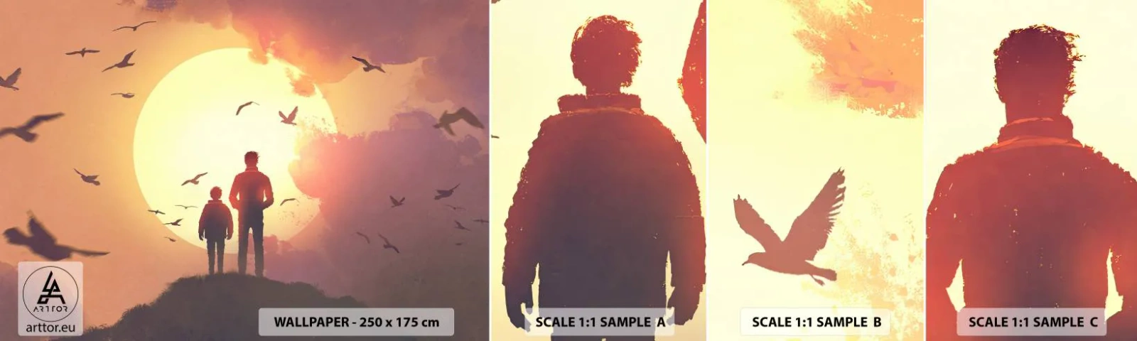 Prøve Fototapet Selvklæbende Deluxe Sticker - Ansigt til ansigt med solen - Abstraktion, Fantasi, Stykke - 100x30 cm