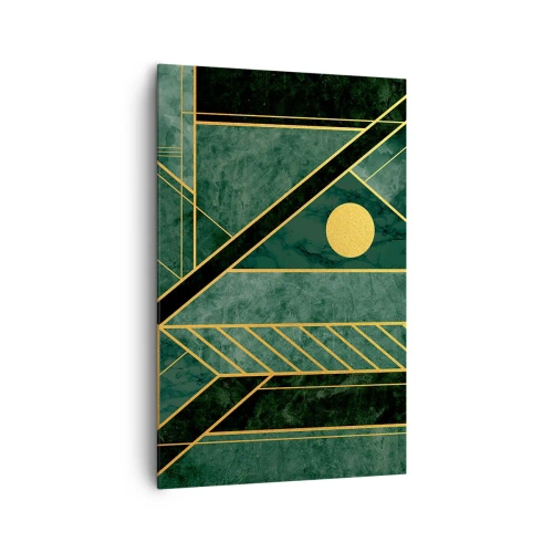 Lærredstryk - Billede på lærred - Dynamikken i guld og azurblå - 80x120 cm