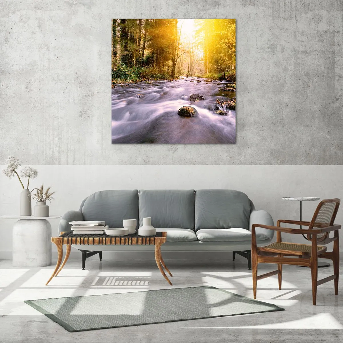 Billede på glas - Malachit i sølv- og guldfatning - 70x70 cm