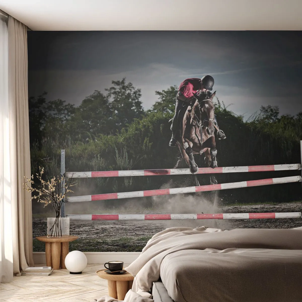 Fototapet Premium Canvas - Sammen om sejren - Dyr, Hest, Sport - 400x280 cm