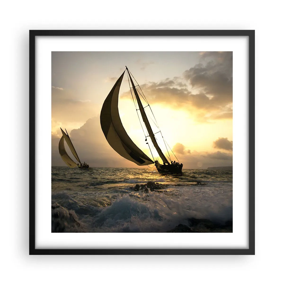 Plakat i sort ramme - I medvind og modvind - 50x50 cm