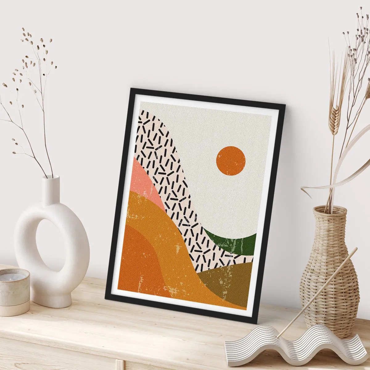 Plakat i sort ramme - Solrig abstraktion - 61x91 cm