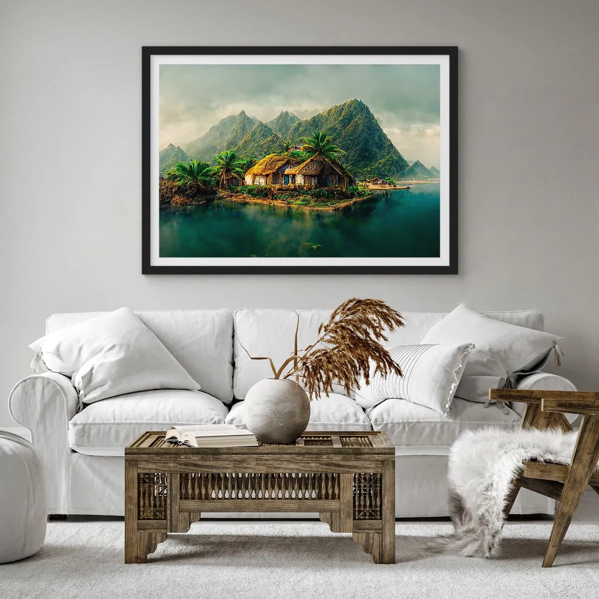 Plakat i sort ramme - Tropisk paradis - 40x30 cm