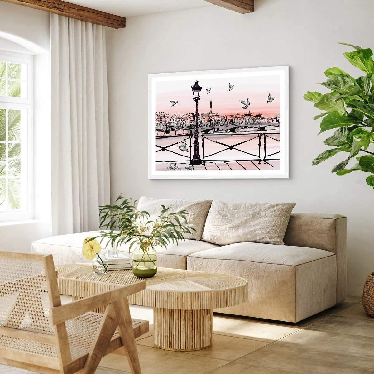 Plakat i hvid ramme - Over Paris' hustage - 40x30 cm