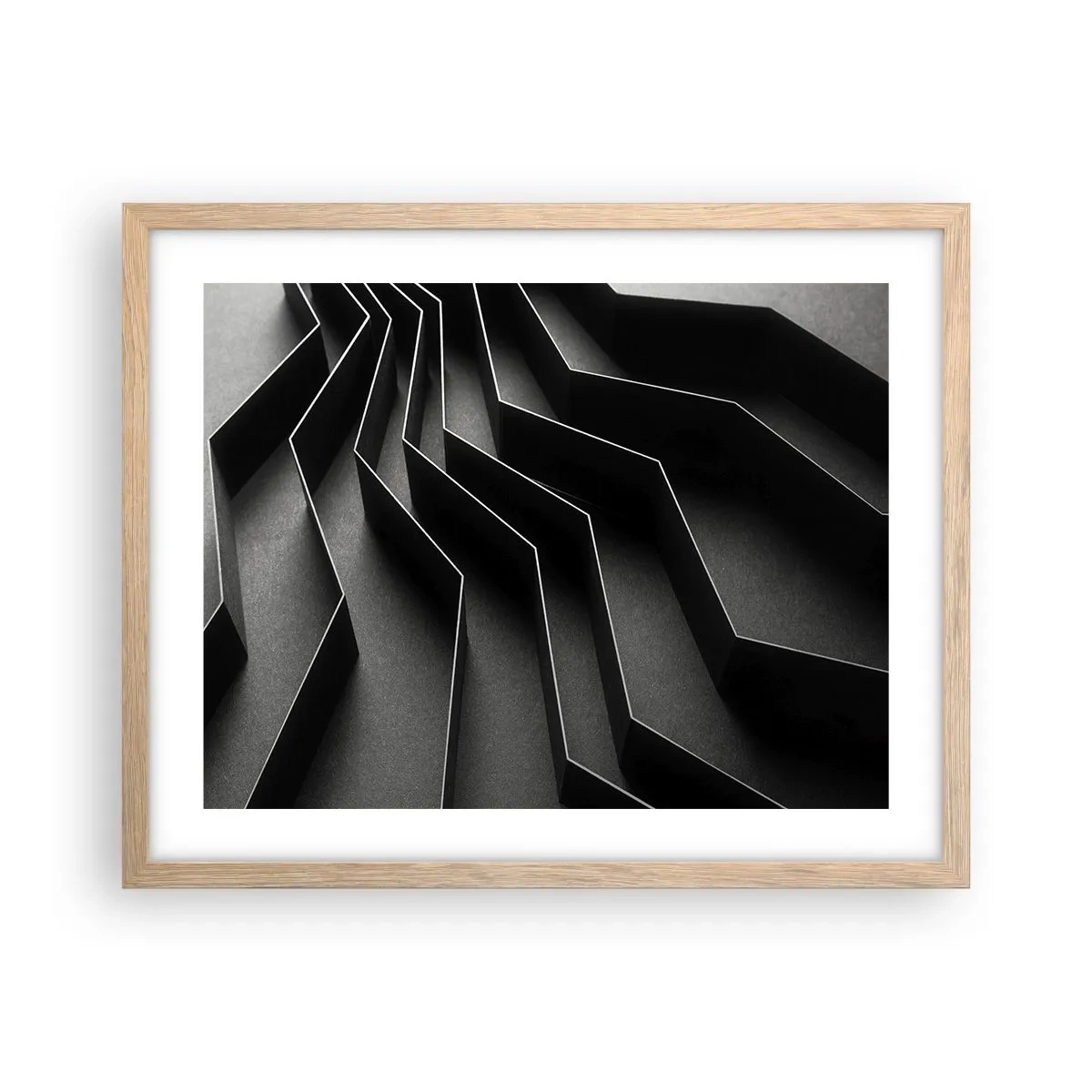 Plakat i ramme af lyst egetræ - Rumlig orden - 50x40 cm