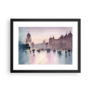 Plakat i sort ramme - I en regnfuld tåge - 40x30 cm