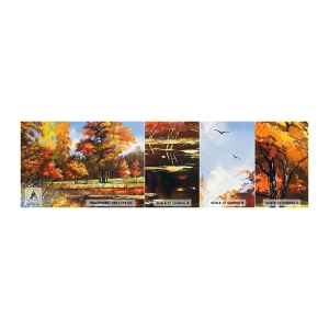 Prøve Fototapet Selvklæbende Deluxe Sticker - Landskab i guld og bronze - Landskab, Skov, impressionisme - 100x30 cm