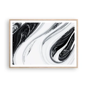 Plakat i ramme af lyst egetræ - Kombination af modsætninger - 100x70 cm