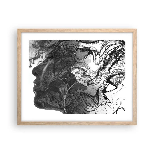 Plakat i ramme af lyst egetræ - Forviklet i drømme - 50x40 cm
