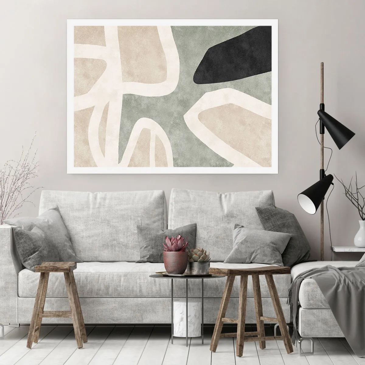 Plakat - Komposition med et sort tema - 100x70 cm