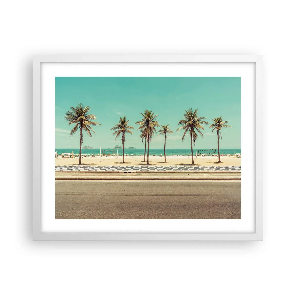 Plakat i hvid ramme - På stranden - 50x40 cm