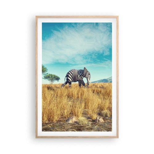 Plakat i ramme af lyst egetræ - Grå er ikke længere på mode - 61x91 cm