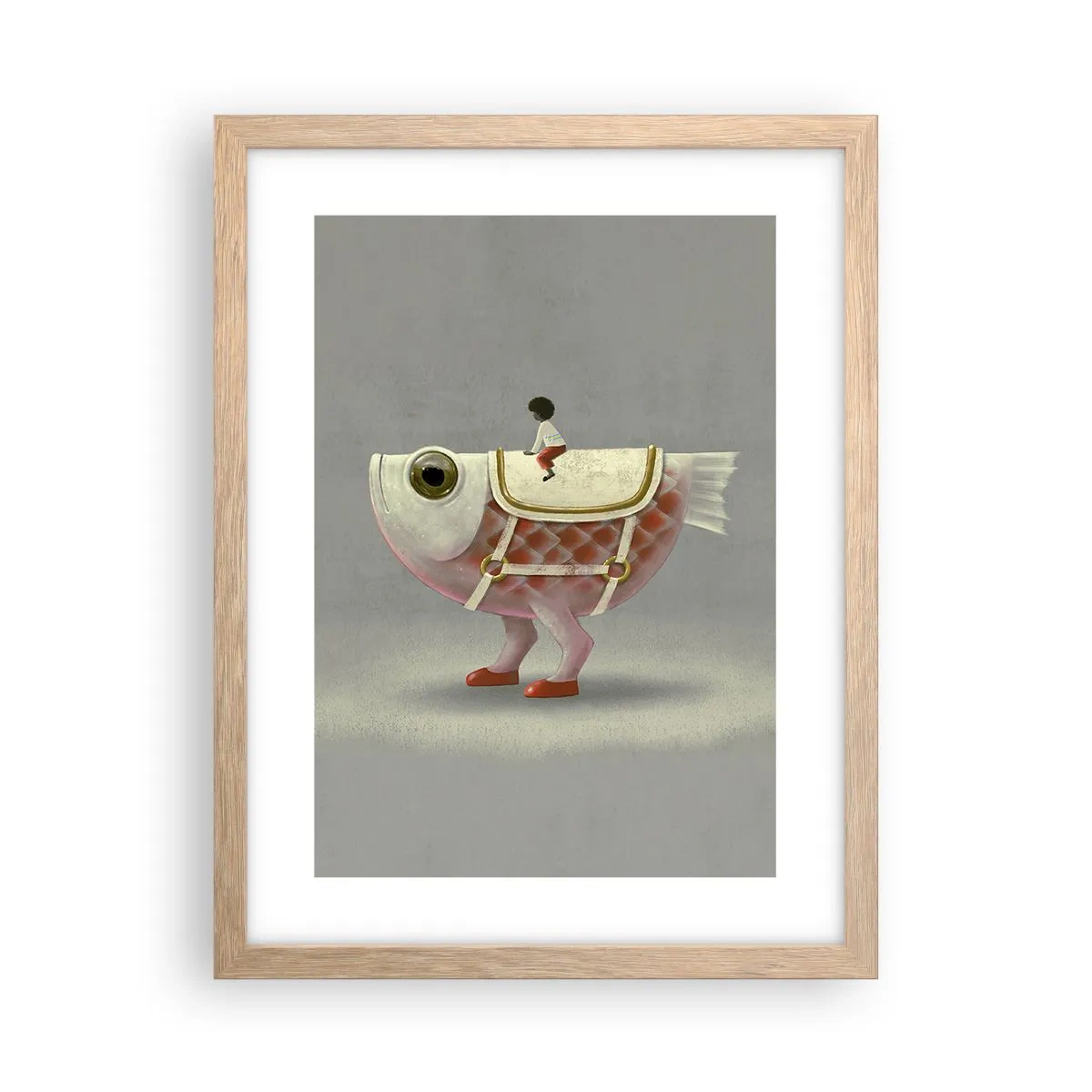 Plakat i ramme af lyst egetræ - Rybonski rytter - 30x40 cm