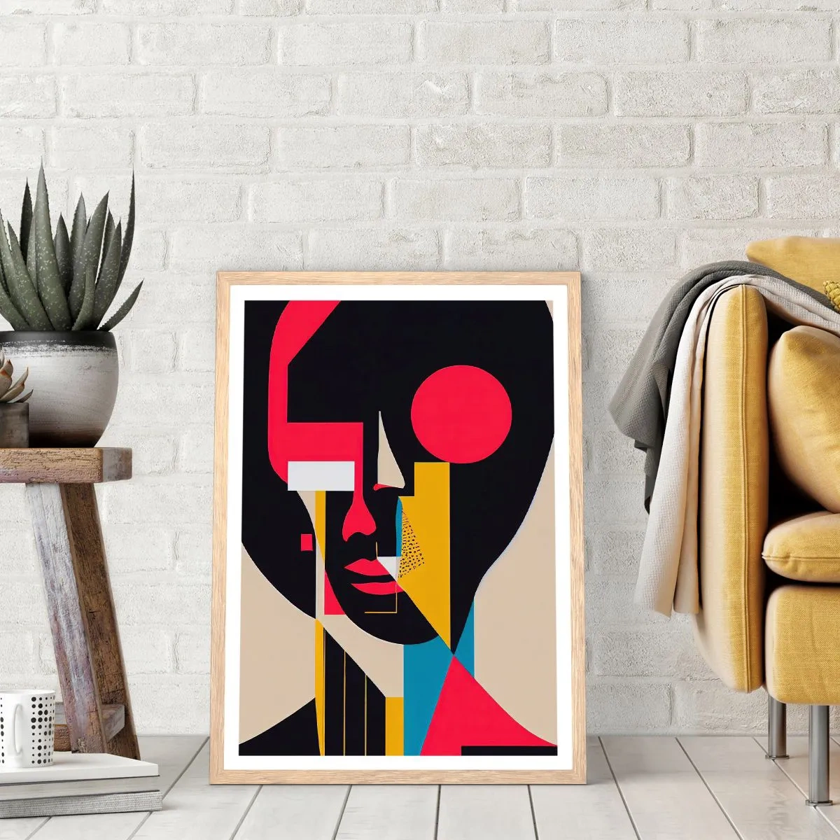 Plakat i ramme af lyst egetræ - Hendes indre verden - 50x70 cm