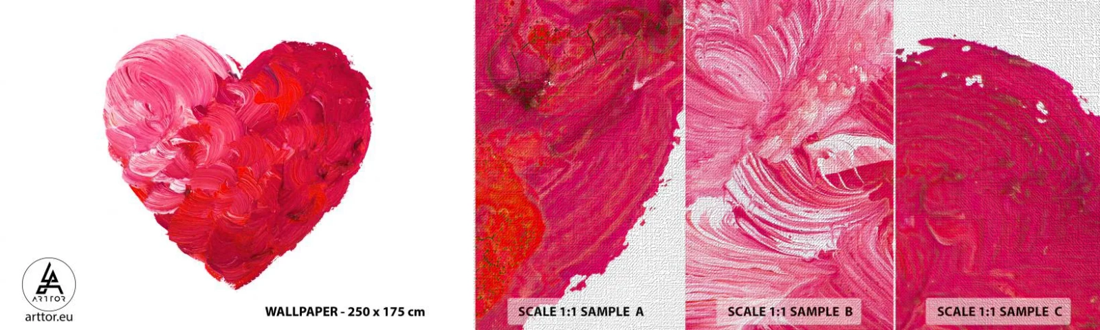 Prøve Fototapet Premium Canvas - All you need is love - Abstraktion, Rødt Hjerte, Symbol på kærlighed - 100x30 cm