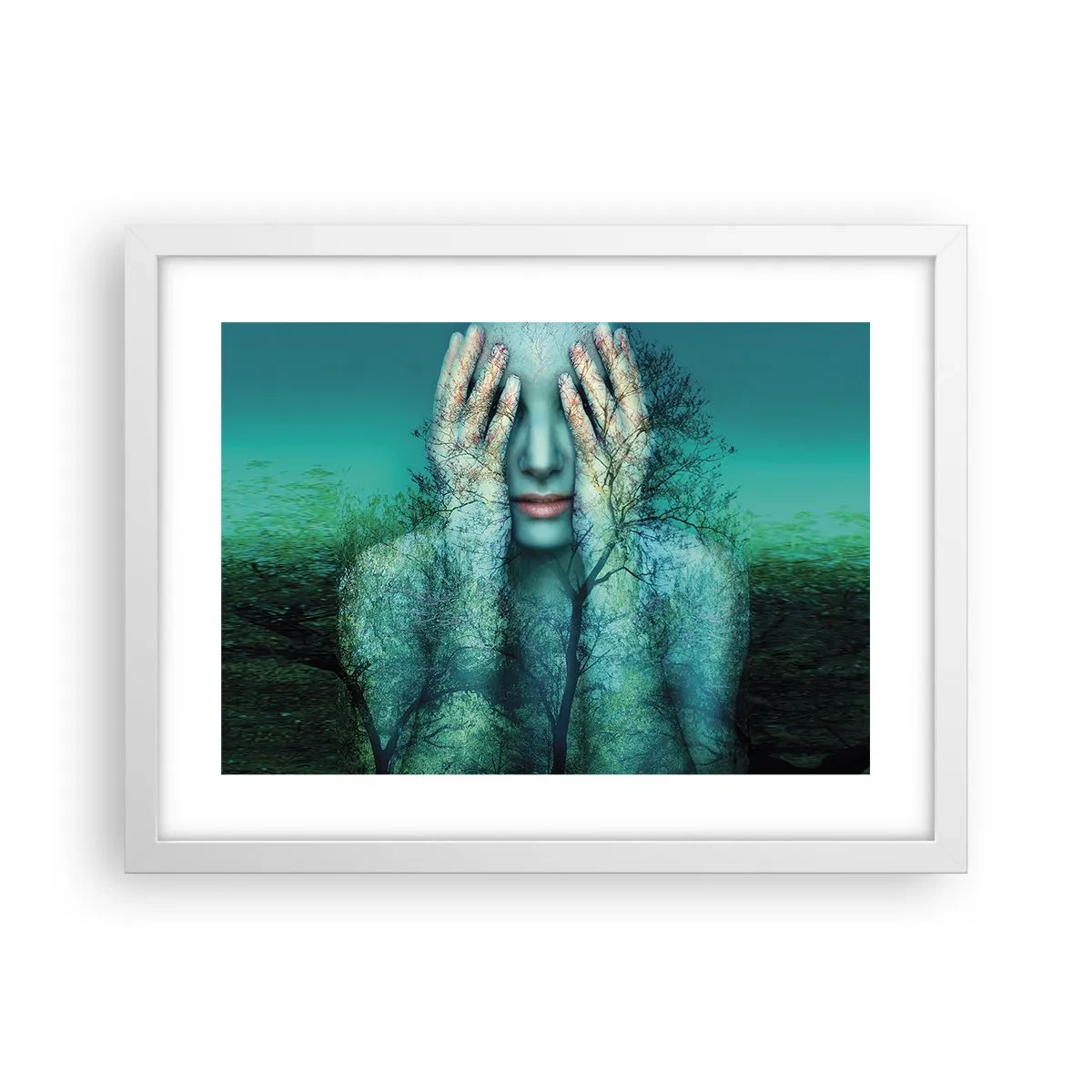 Plakat i hvid ramme - Nedsænket i blåt - 40x30 cm