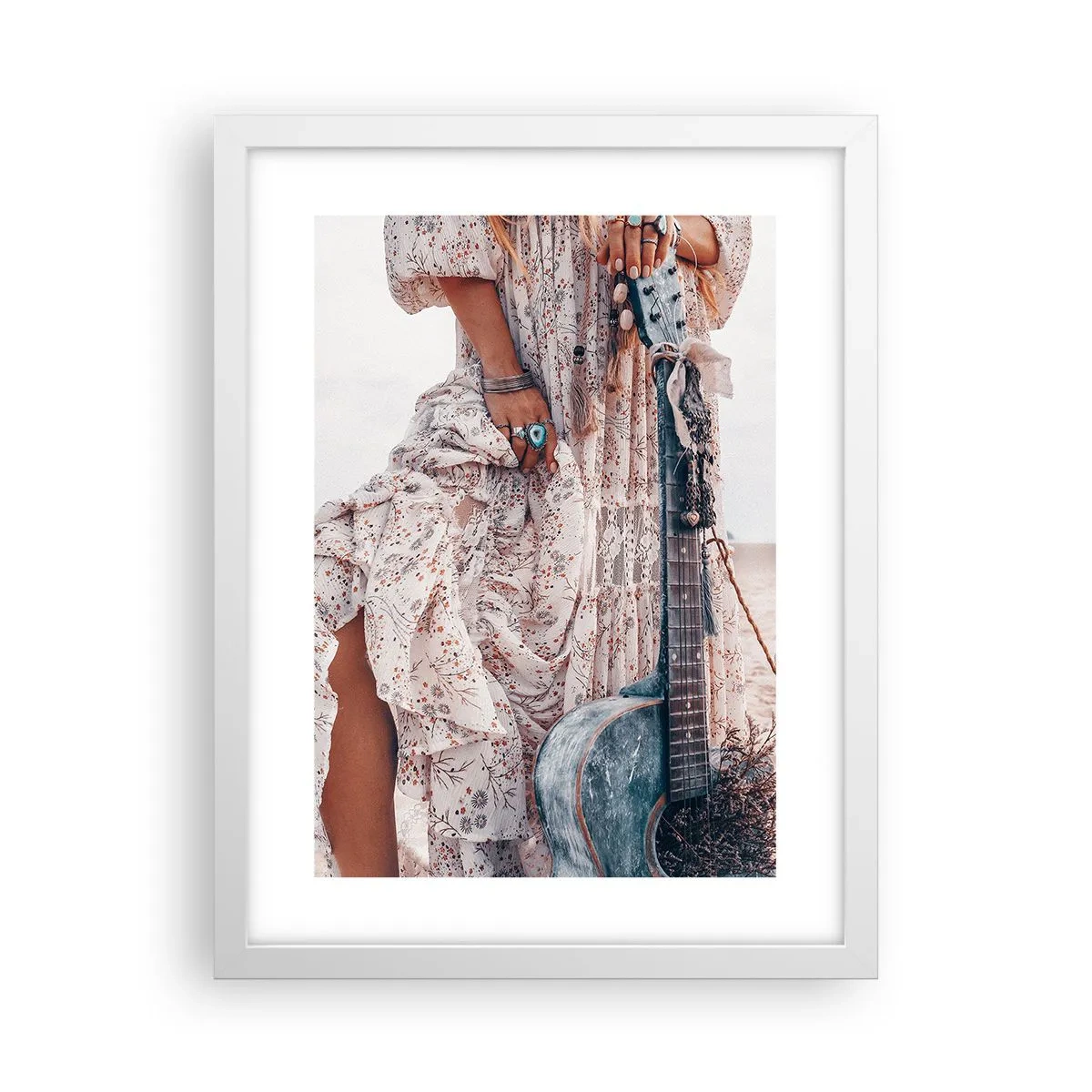 Plakat i hvid ramme - Børn blomster på vej - 30x40 cm