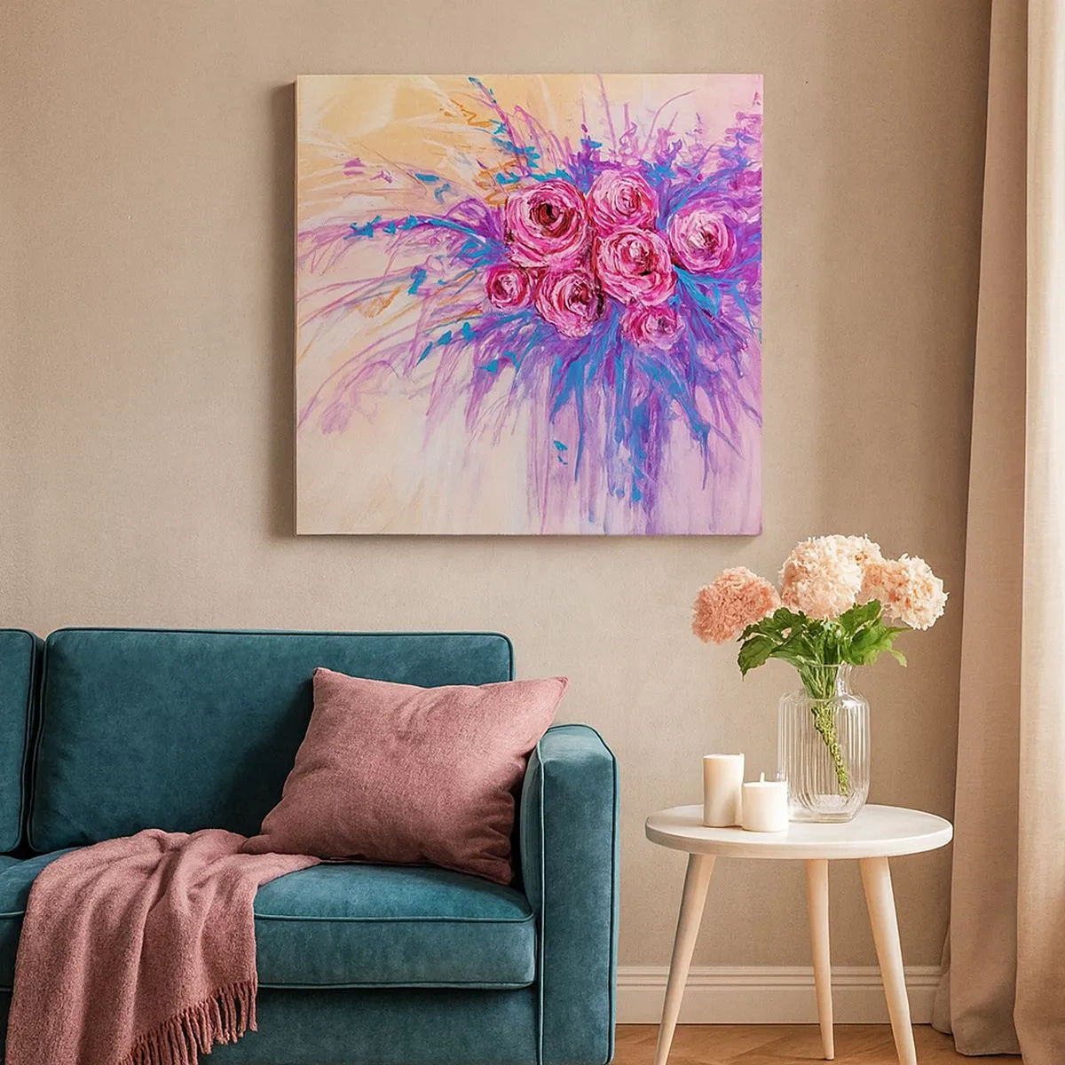 Lærredstryk - Billede på lærred - Rose springvand - 30x30 cm