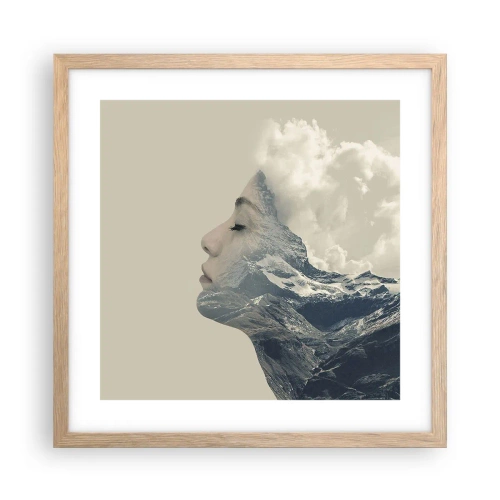 Plakat i ramme af lyst egetræ - Skønheden ved elementerne - 40x40 cm