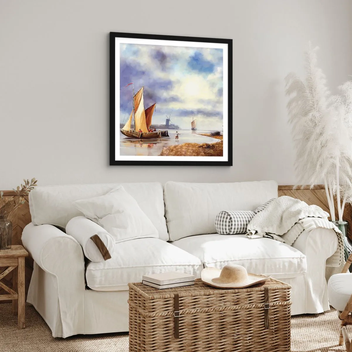 Plakat i sort ramme - Sømændenes tilbagevenden - 50x50 cm