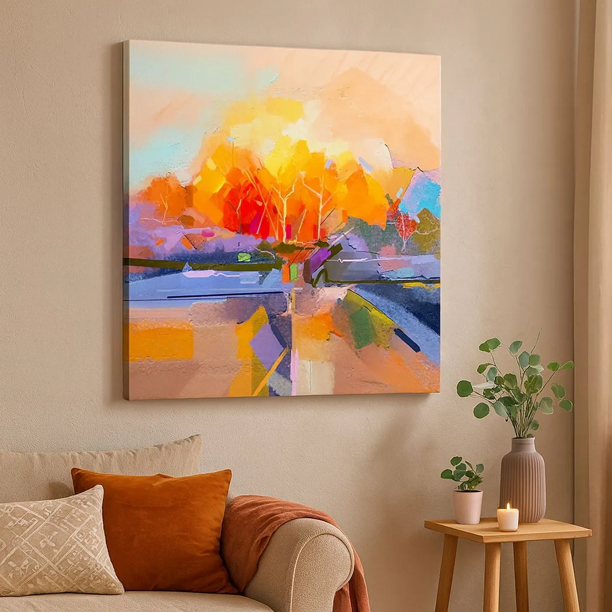 Lærredstryk - Billede på lærred - Det er blevet efterår - 30x30 cm