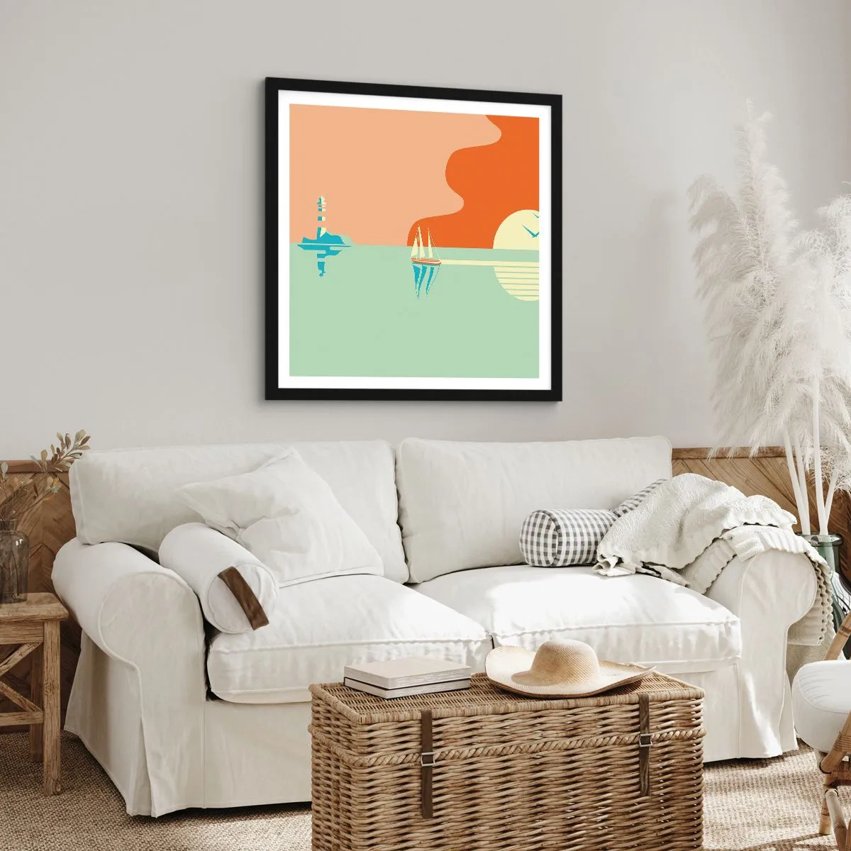 Plakat i sort ramme - Det perfekte havlandskab - 30x30 cm