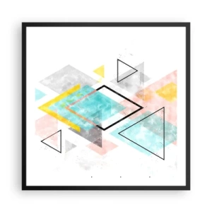 Plakat i sort ramme - Geometrisk leg - 60x60 cm