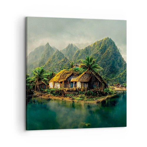 Lærredstryk - Billede på lærred - Tropisk paradis - 60x60 cm