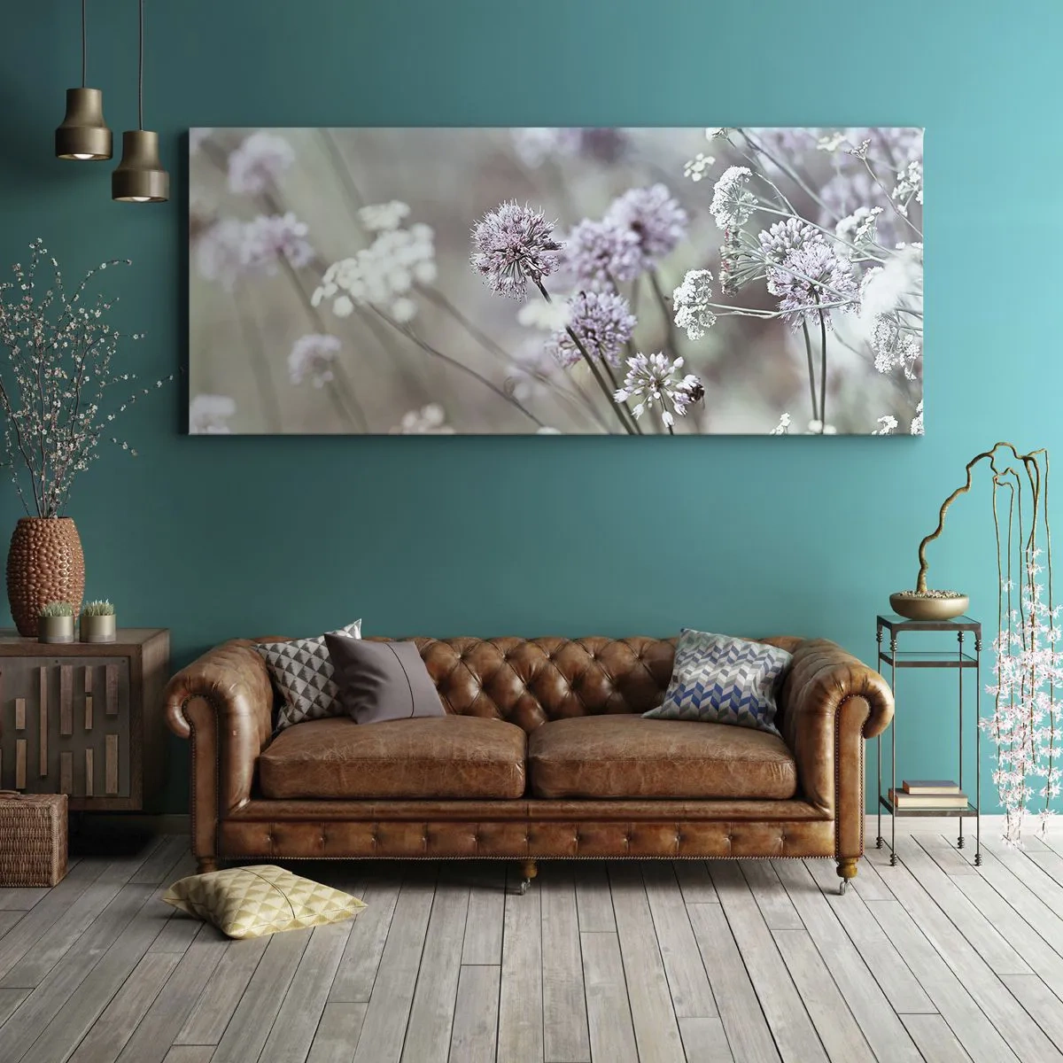 Lærredstryk - Billede på lærred - Søde filigranurter - 100x40 cm