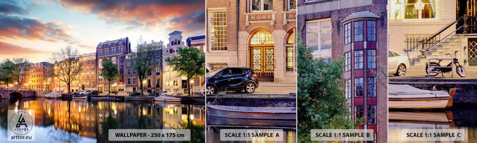 Prøve Fototapet Premium Canvas - Tilbageholdende og rolig hollandsk skønhed - By, Arkitektur, Amsterdam - 100x30 cm