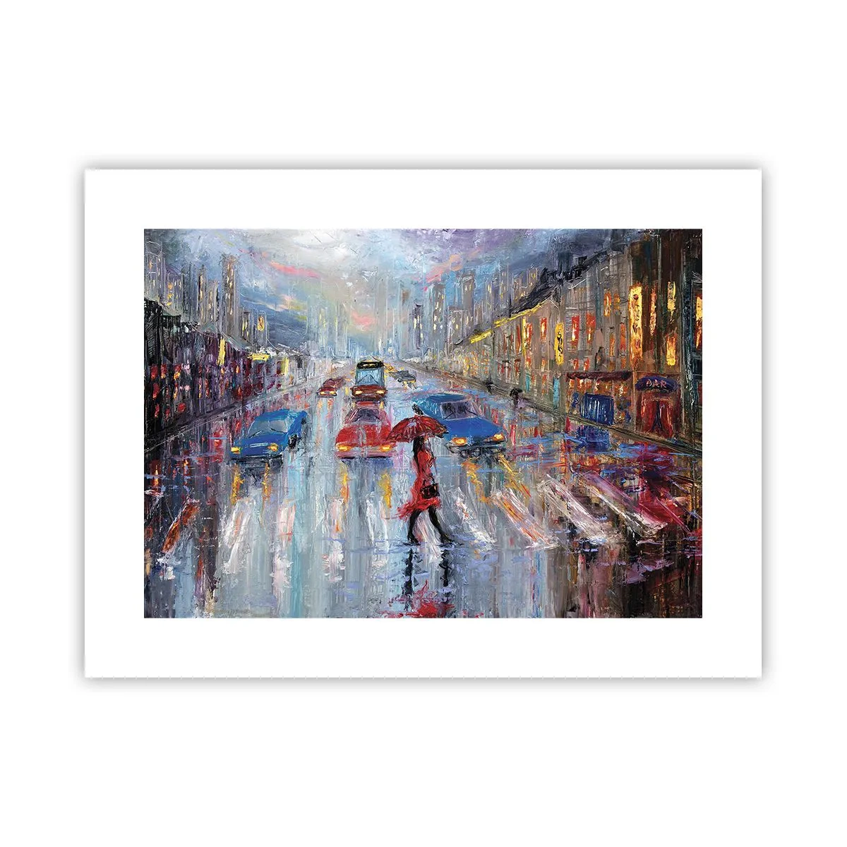 Plakat - Regnfuld eftermiddag i byen - 40x30 cm