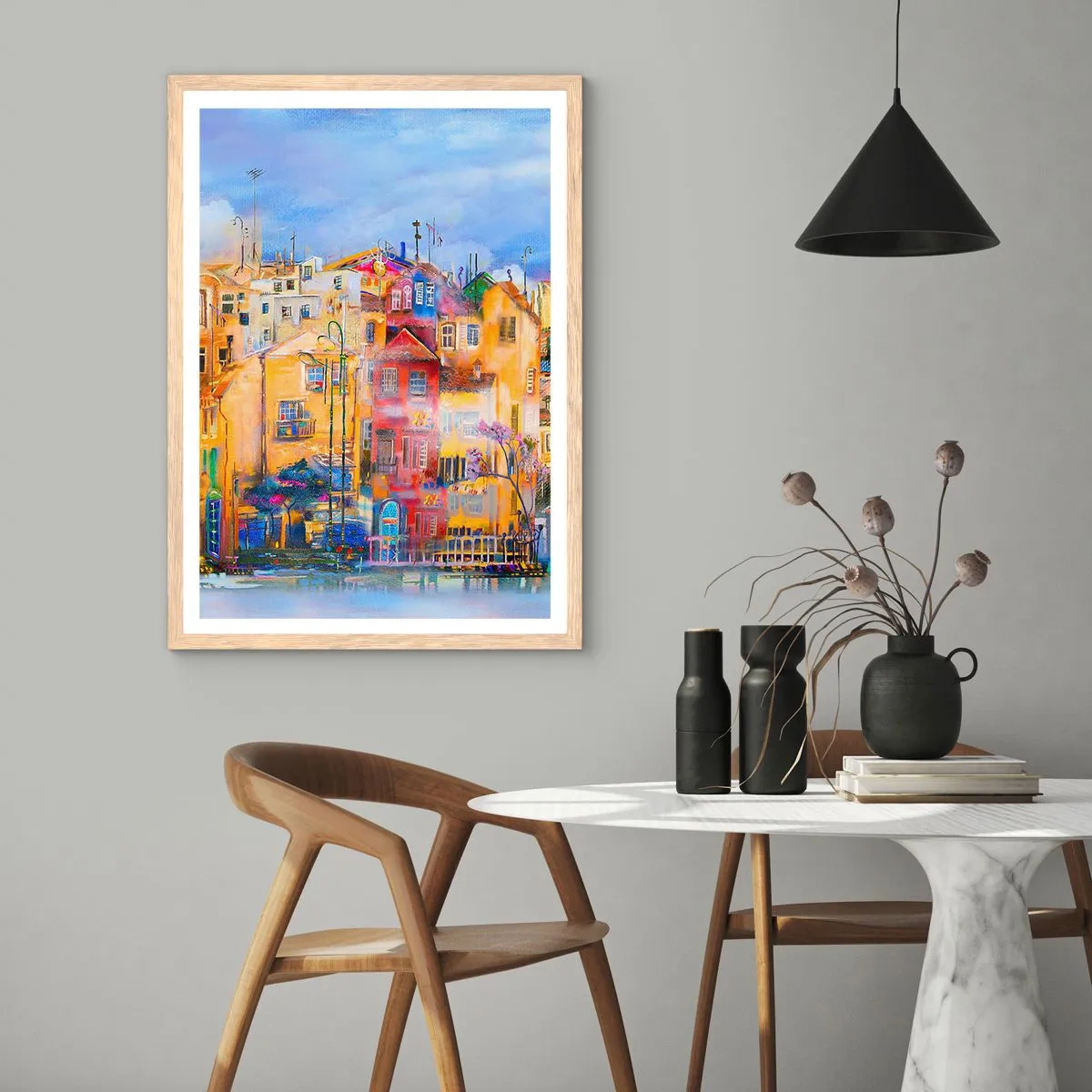 Plakat i ramme af lyst egetræ - Vi er sammen - 30x40 cm